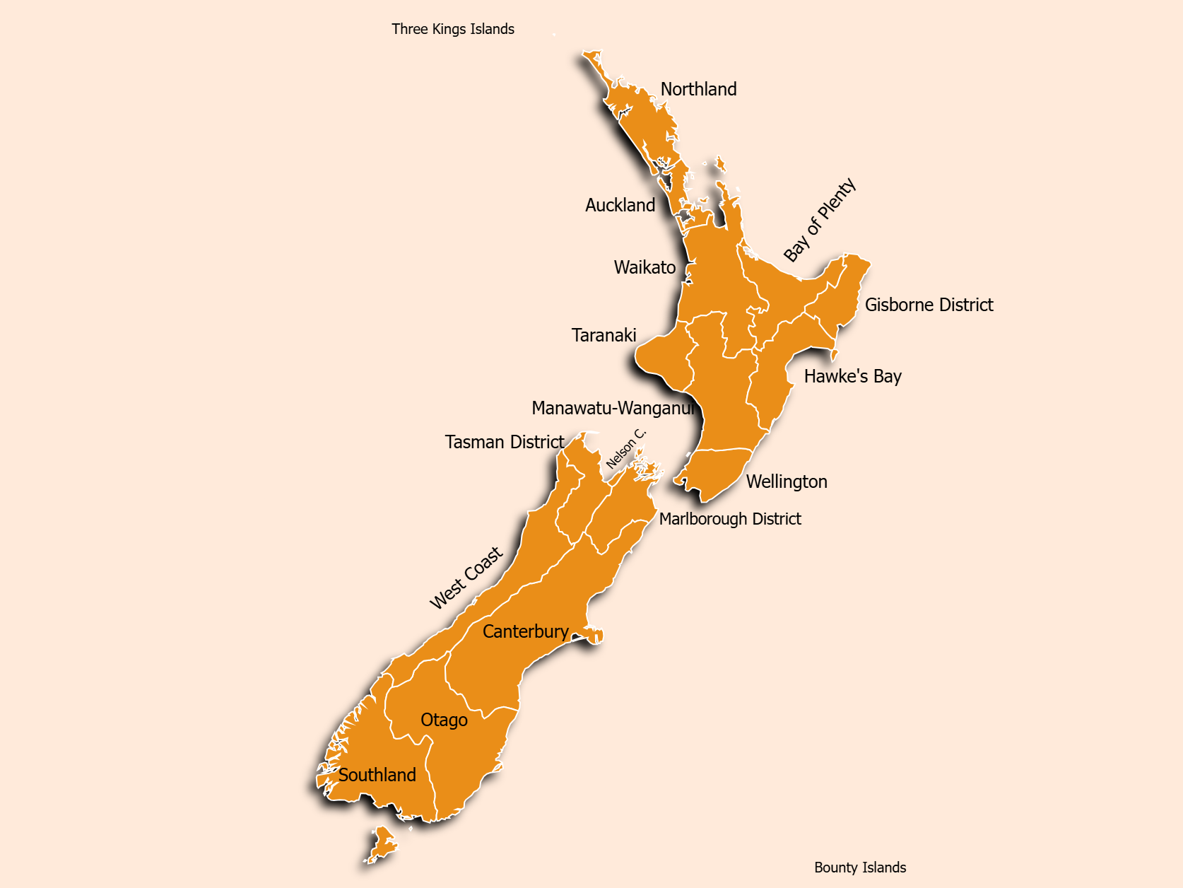New Zealand Map Chart